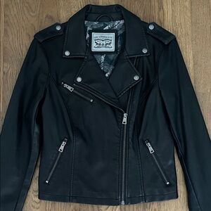 Levis Women's Black Leather Jacket NEW